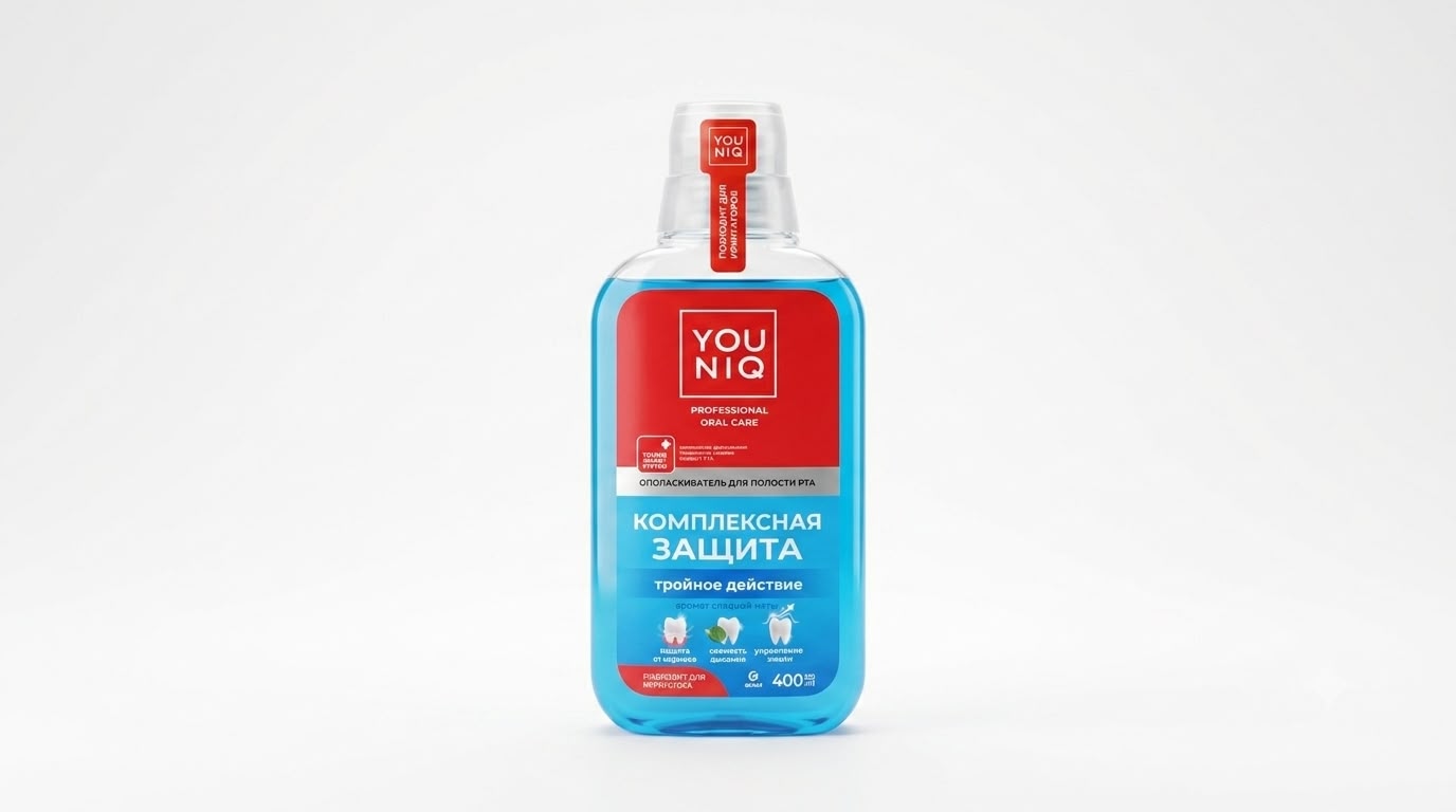 YOUNIQ® Ağız boşluğu üçün yaxalayıcı "Kompleks Qoruma", 400 ml